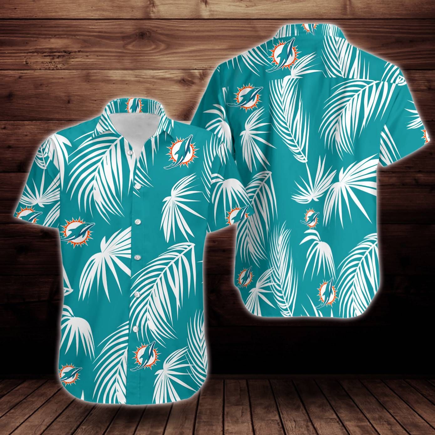 Miami_Dolphins_Flower_Short_Sleeve_Hawaiian Aloha Shirts_Shirt