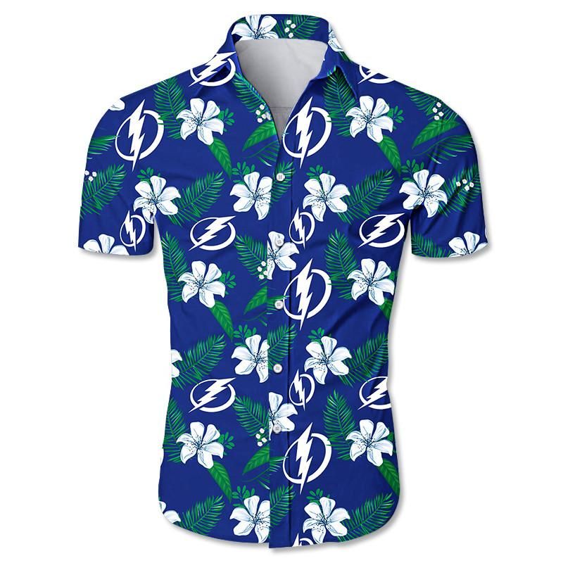 Tampa Bay Lightning Hawaiian Aloha Shirts Floral Button Up Slim Fit Body