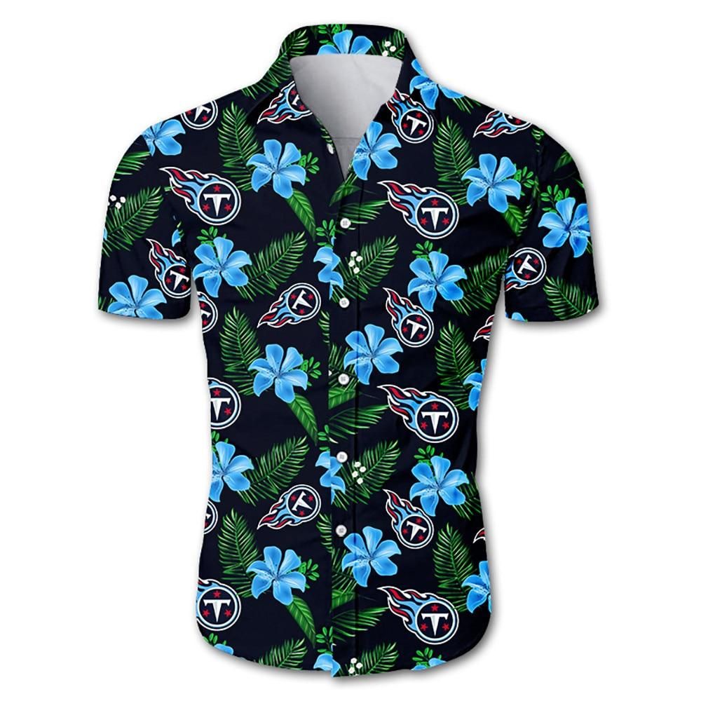 Tennessee Titans Hawaiian Aloha Shirts Floral Button Up Slim Fit Body