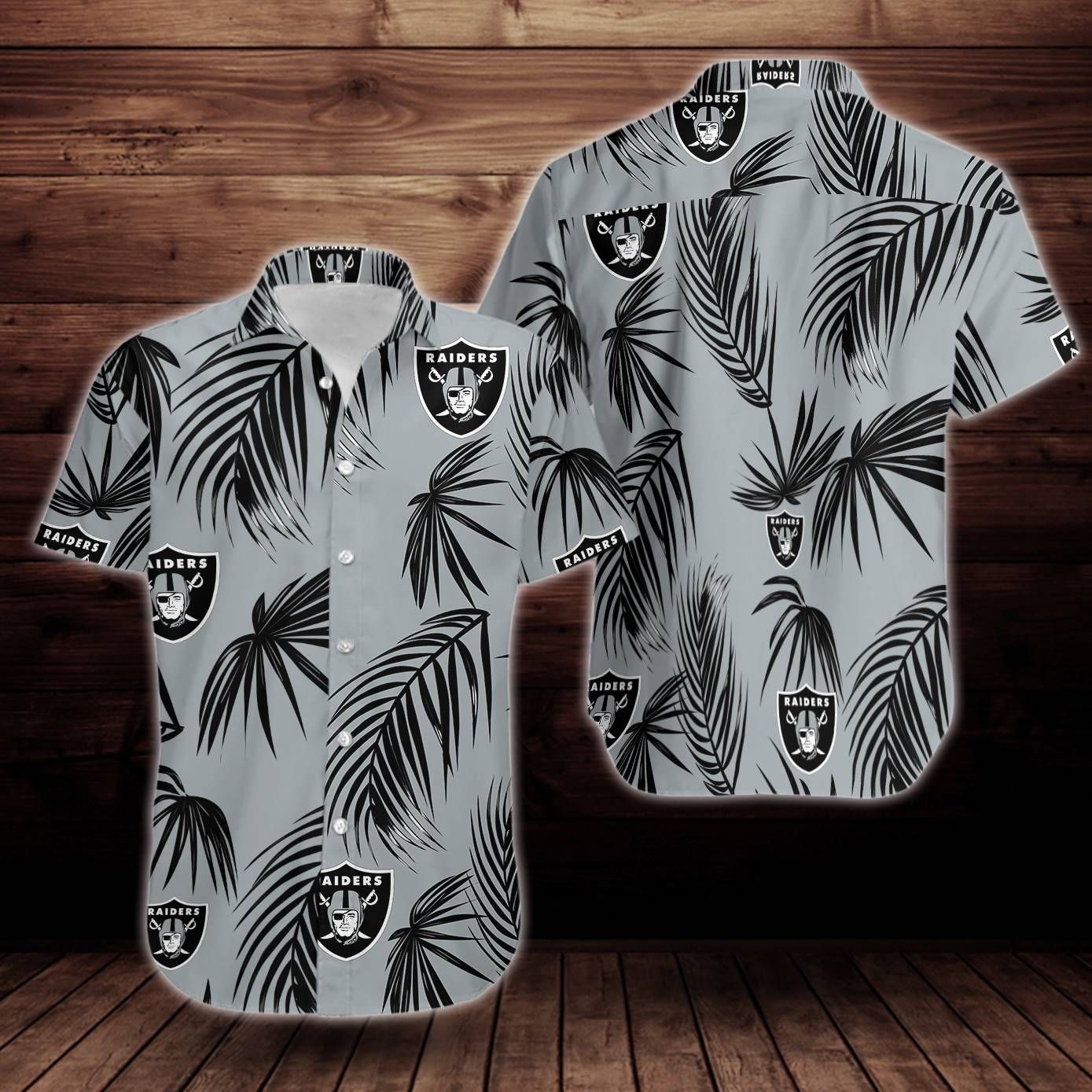 Las_Vegas_Raiders_Flower_Short_Sleeve_Hawaiian Aloha Shirts_Shirt