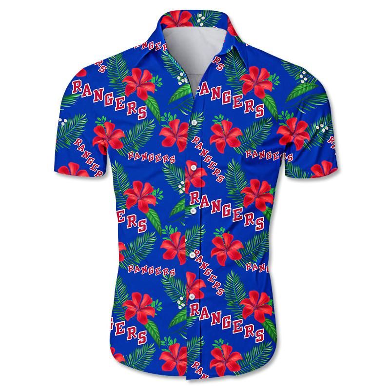 New York Rangers Hawaiian Aloha Shirts Floral Button Up Slim Fit Body