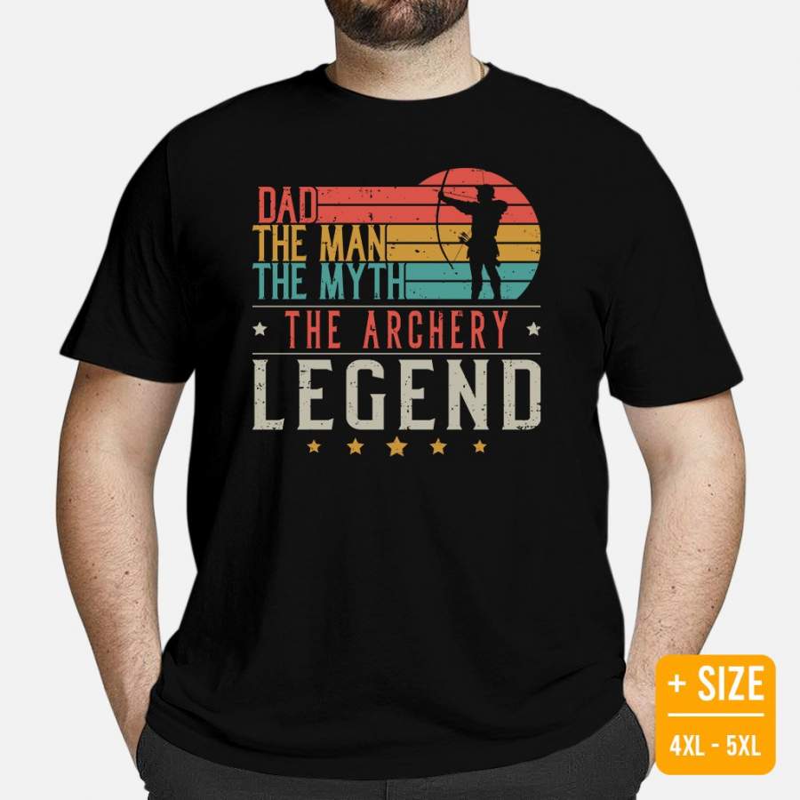 Dad The Man The Myth The Archery Legend T-Shirt Vintage Bow Hunting Archery Dad Shirt Father’s Day Gift for Archer Plus Size Unisex Tee