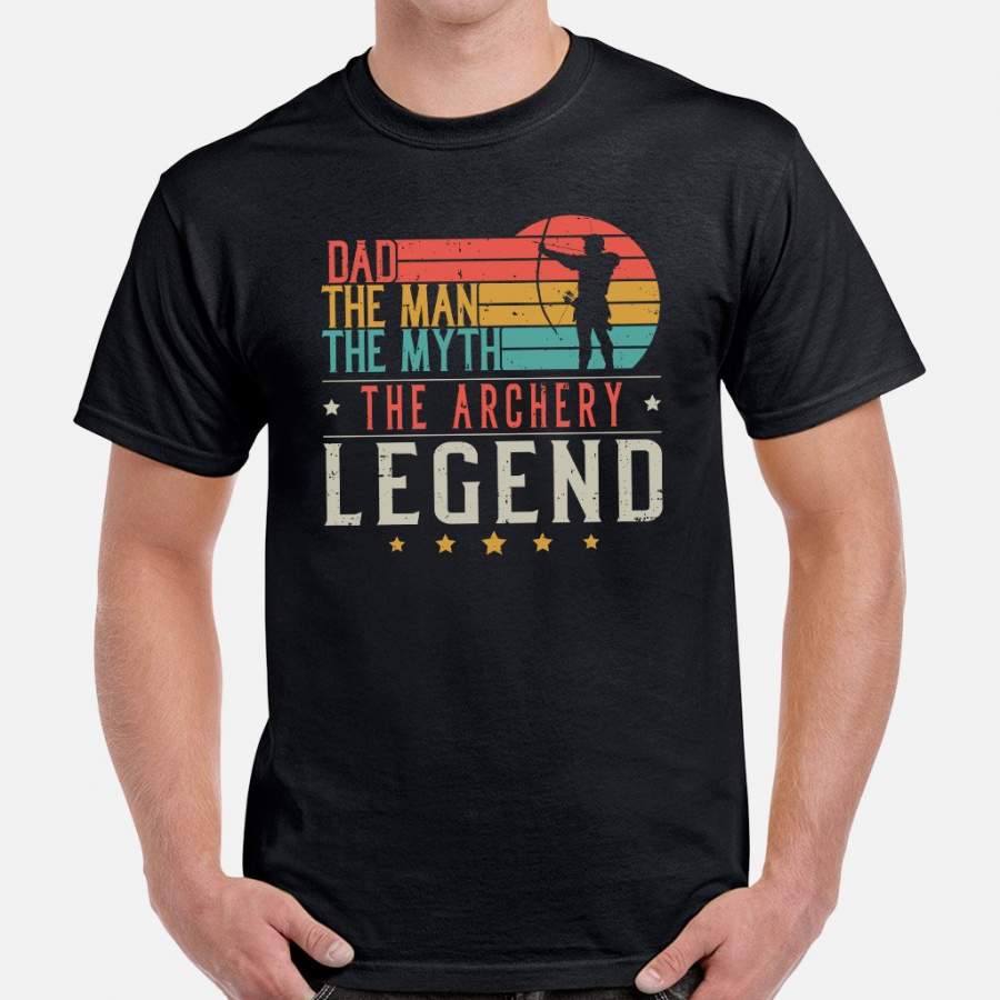 Dad The Man The Myth The Archery Legend T-Shirt Men Vintage Bow Hunting Archery Dad Shirt Father’s Day Gift for Archer S-3XL Unisex Tee