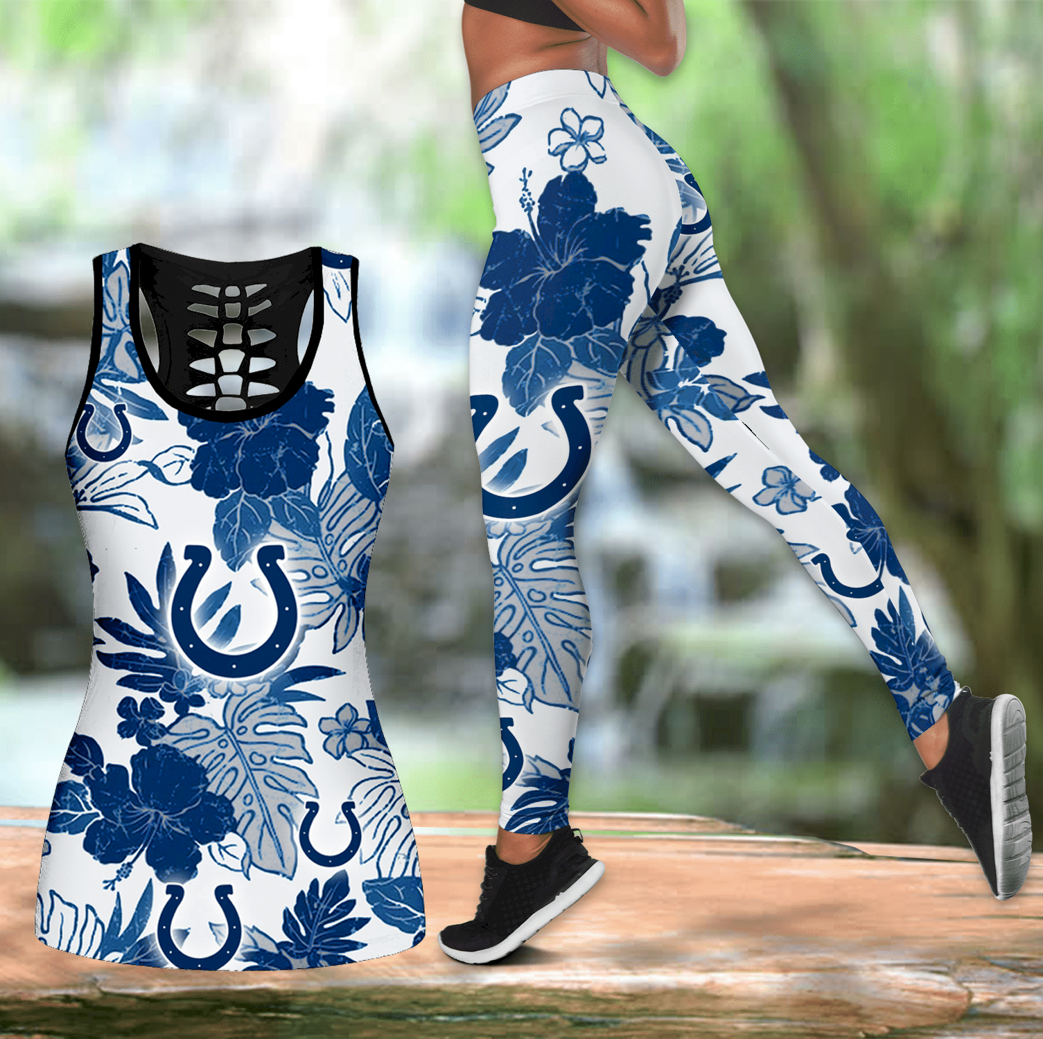 Combo Indianapolis Colts Hawaiian Hollow Tanktop Leggings set V1728