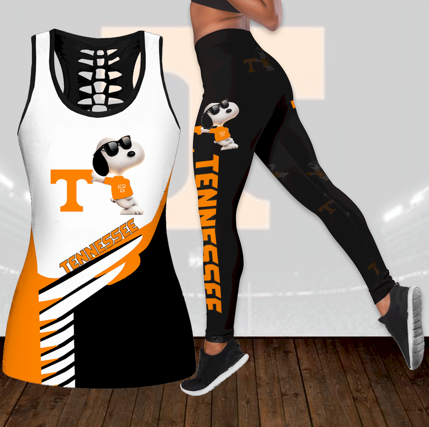 Combo Tennessee Volunteers Snoopy Hollow Tanktop Leggings Set K1875