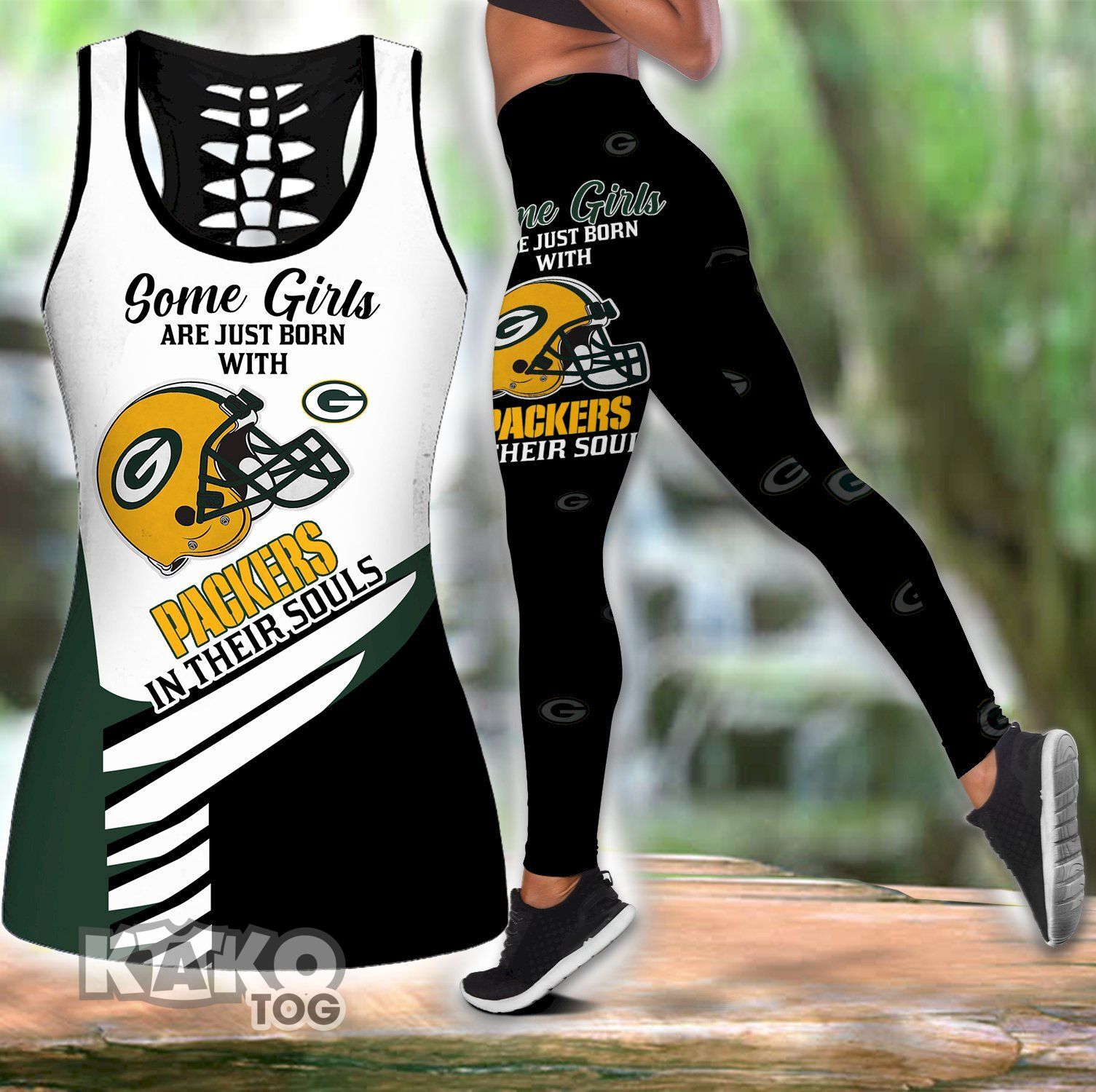 Combo Green Bay Packers Some Girls Hollow Tanktop Leggings Set K1979