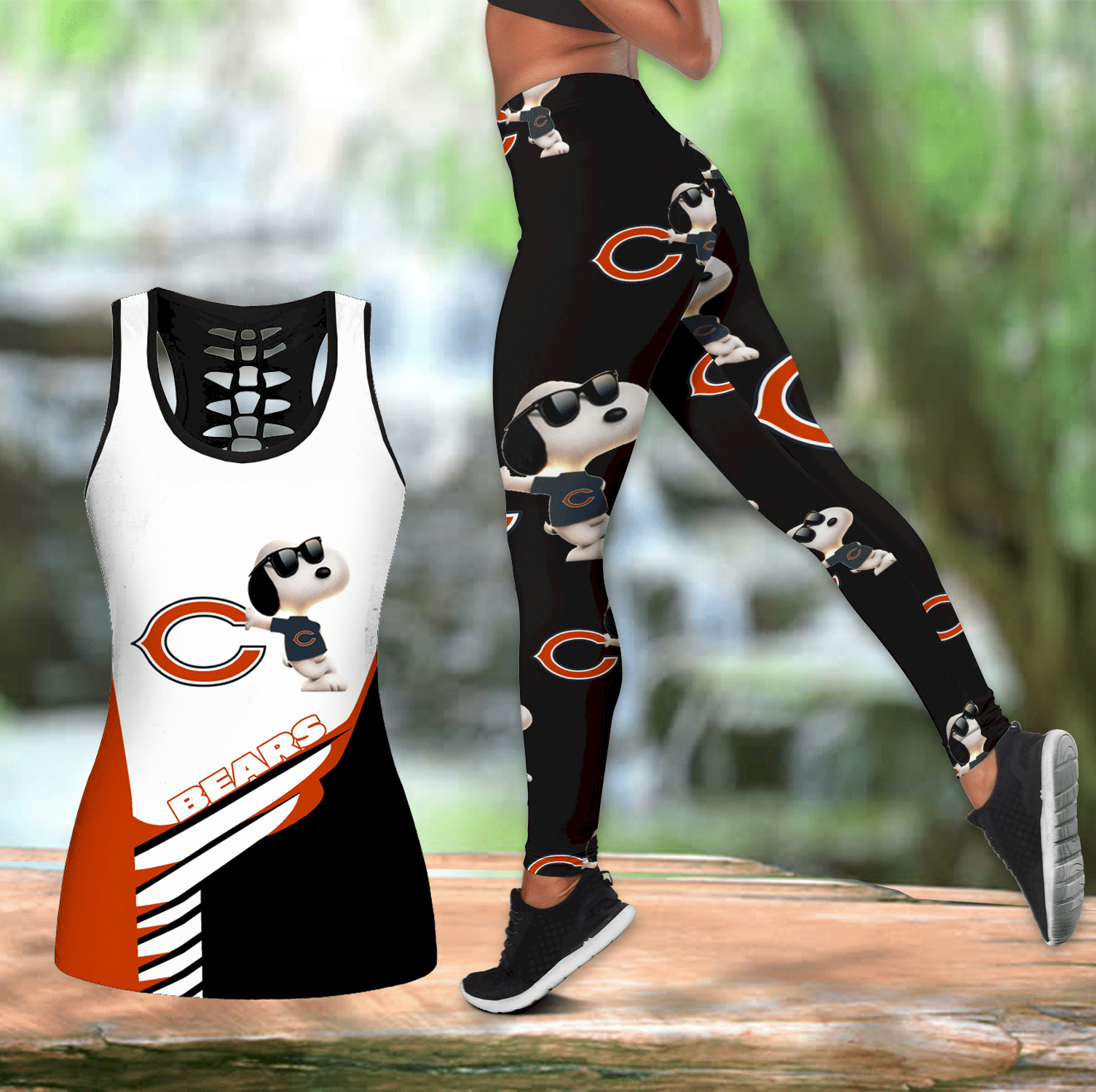 Combo Chicago Bears Snoopy Hollow Tanktop Leggings set OUTFIT V1627