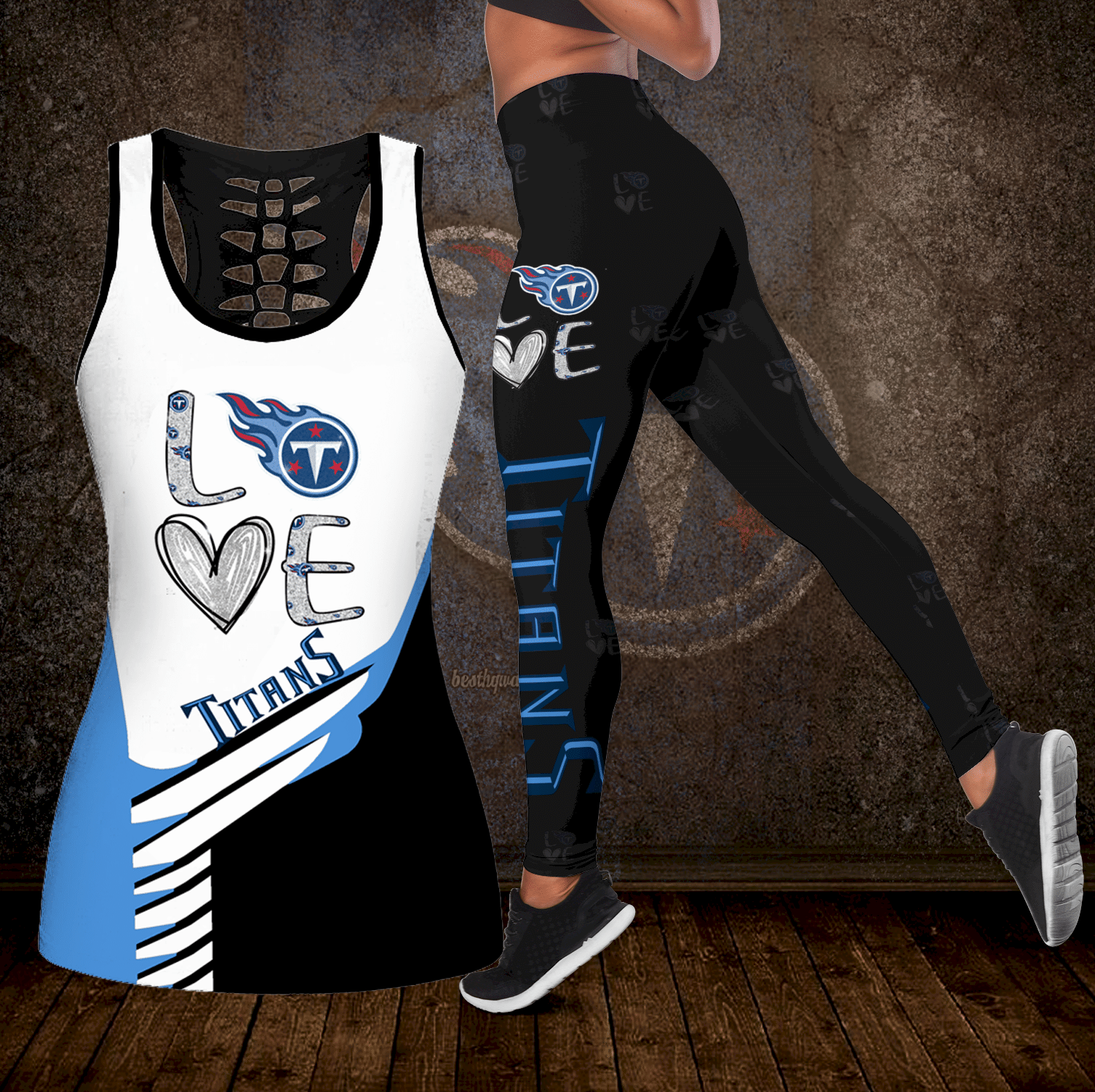 Combo Tennessee Titans Love Hollow Tanktop Leggings set OUTFIT K1984