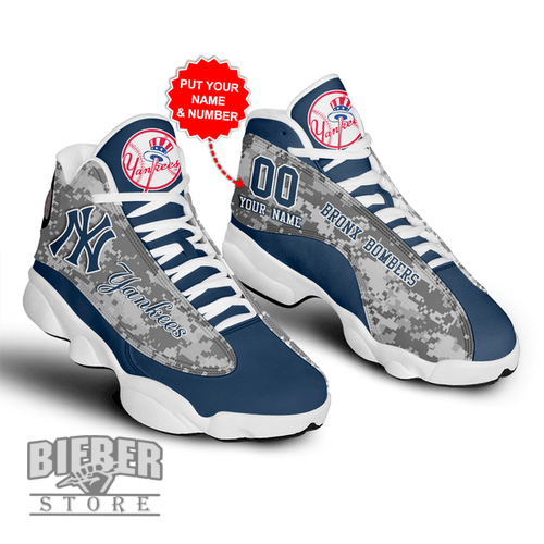 New York Yankees Air JD13 Sneaker Personalized Shoes Camo Gift For Fan