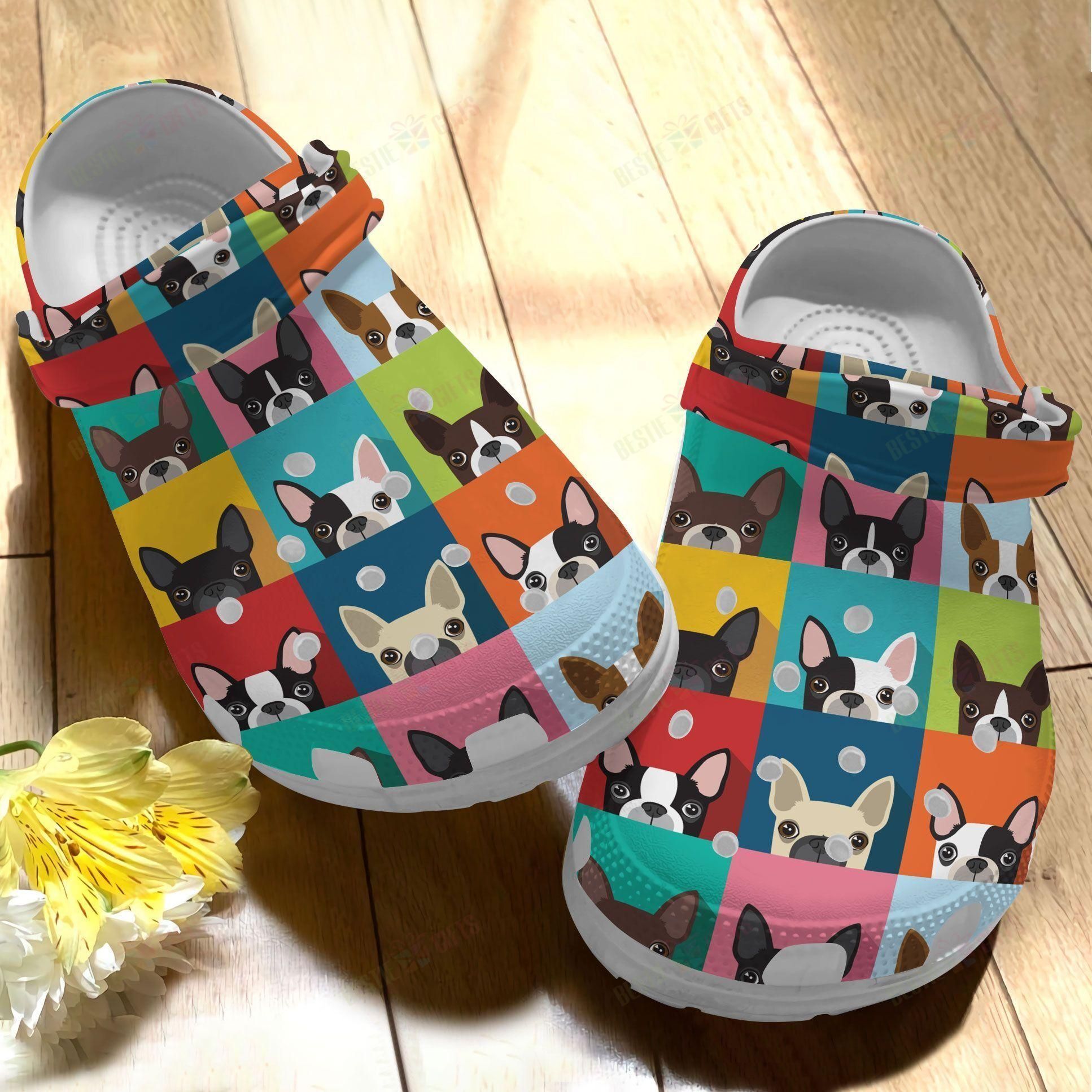 Boston Terrier Crocs Classic Clog Colorful Boston Terrier Shoes