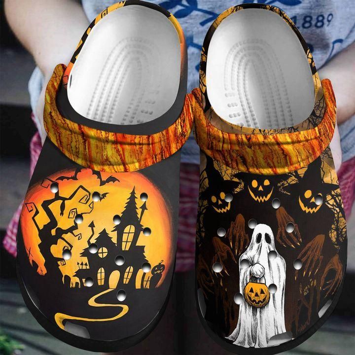 Halloween Ghost Pumpkin Crocs Crocband Clog Comfortable For Mens Womens Classic Clog Water Shoes