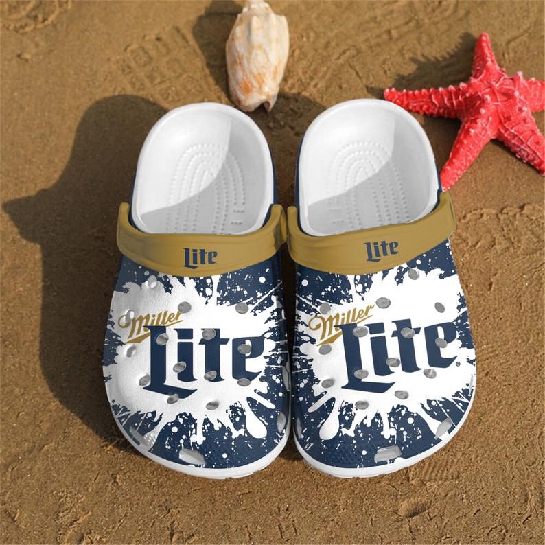 Miller Lite Crocband Clog Comfortable For Mens And Womens Classic Clog Water Shoes Beer Lovers Crocs V1