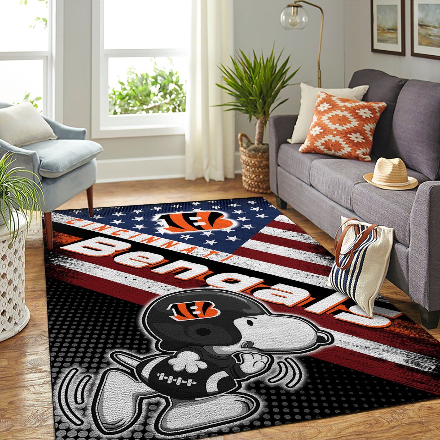 Cincinnati Bengals Team Logo Snoopy Us Style Nice Gift Home Decor Rectangle Area Rug