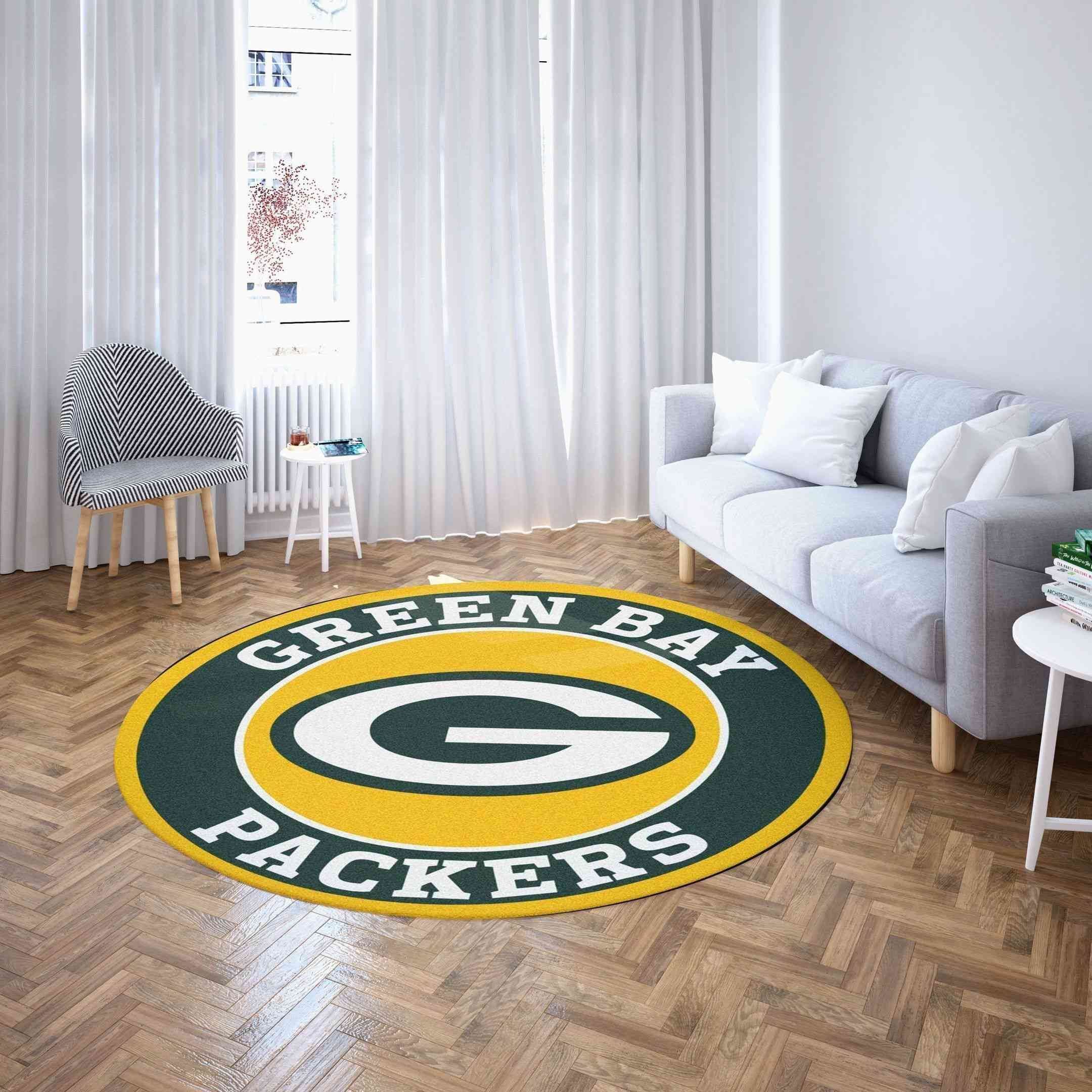 Green Bay Packers Round Carpet Football Sku 220 Rug