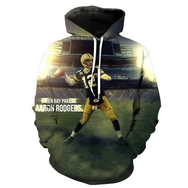 Aaron Rodgers Green Bay Packers Hoodie 3D Zipper Hoodies 3D Zipper Hoodie 3D Zipper Hoodie