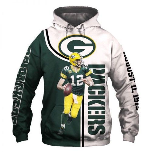 Green Bay Packers 12 Aaron Rodgers Aaron Rodgers Green Bay Packers Aaron Rodgers 12 All Over Printed Hoodie 3D Zipper Hoodie