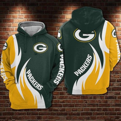 Green Bay Packers Football Gold Green Bay Packers Green Bay Packers All Over Printed Hoodie 3D Zipper Hoodie