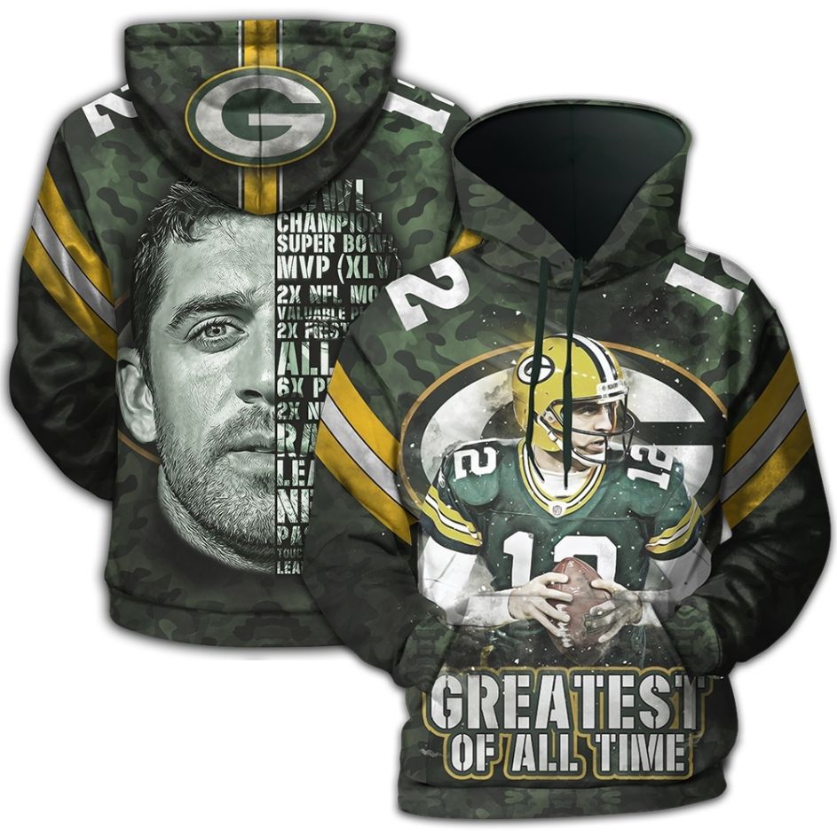 Aaron Rodgers Green Bay Pakera Goat Awards Men And Women Hoodie 3D Zip Hoodie Sweatshirt Thoodie Zip 3D Aaron Rodgers Hoodie