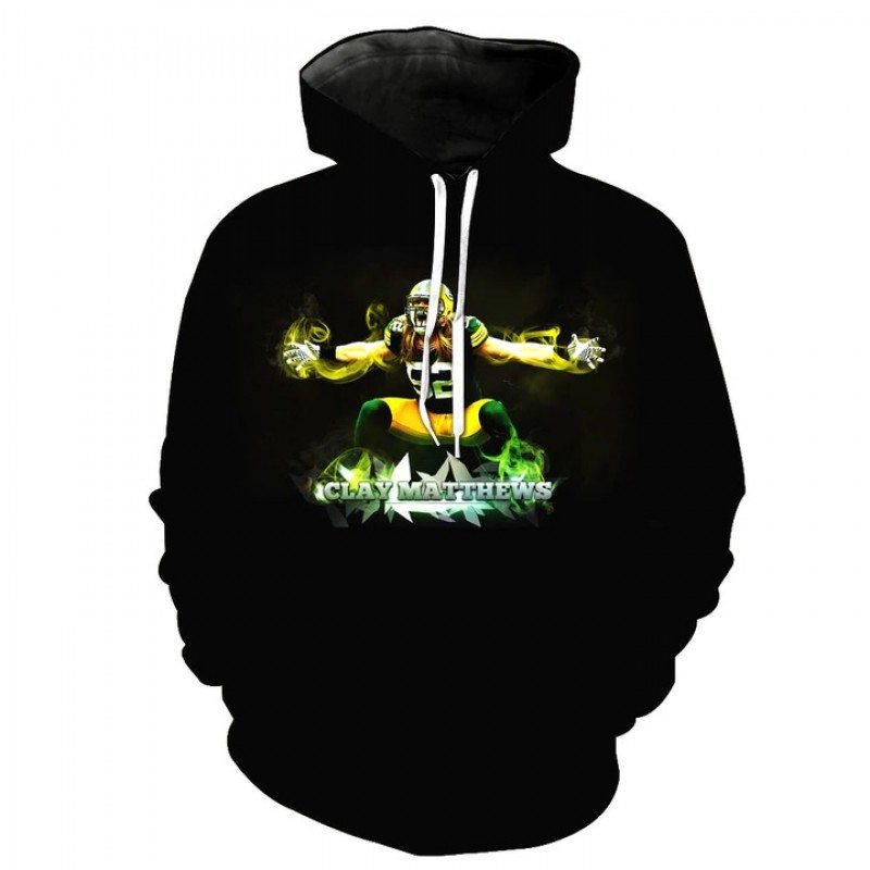 Green Bay Packers Unique Black Pullover And Zippered Hoodies 3D Green Bay Packers Graphic Printed 3D Hoodie All Over Print Hoodie Hoodie Zip 3D