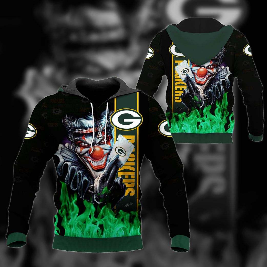 Green Bay Packers Joker Poker Men And Women Hoodie 3D Zip Hoodie Green Bay Packers Hoodie 3Dgreen Bay Packers 3D Hoodiehoodie Zip