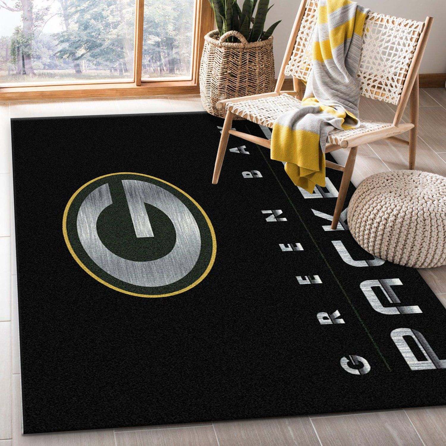 Green Bay Packers Imperial Chrome Rug Area Rug For Christmas Living Room And Bedroom Rug Home Us Decor