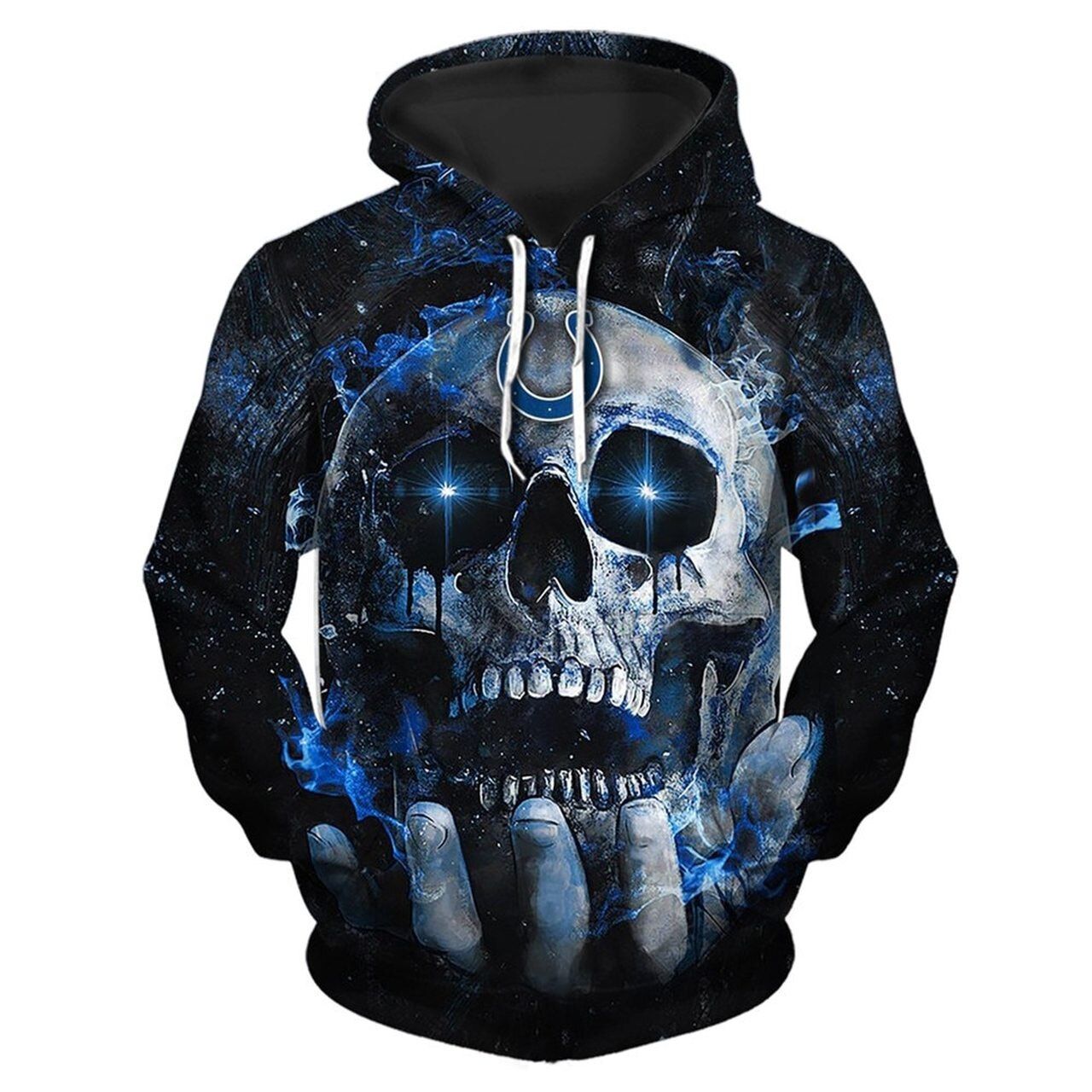 Indianapolis Colts Neon Skull Men And Women 3D Hoodie Zip Hoodie Indianapolis Colts 3D Shirt Hoodie 3D Pullover Zip Hoodie 3D