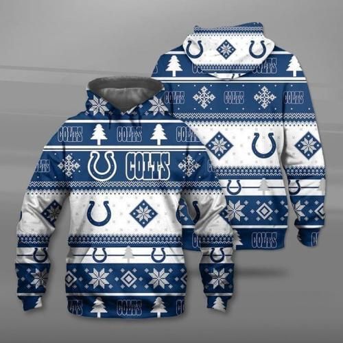 Indianapolis Colts For Colts Fan Ugly Christmas 3D Printed Hoodie 3D Hoodie 3D Pullover Zip Hoodie 3D