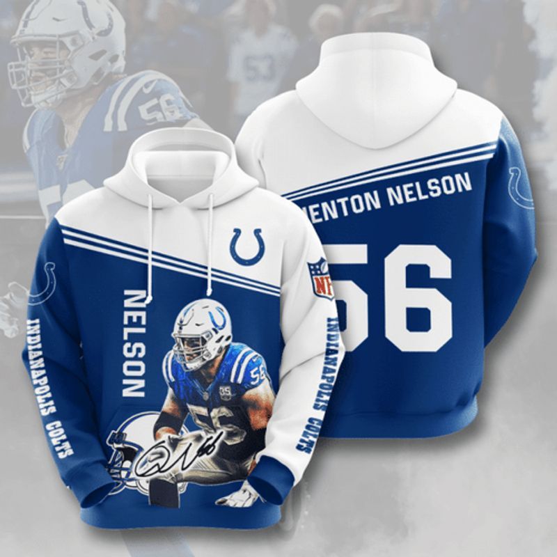 Indianapolis Colts 56 Quenton Nelson Signature 3D Hoodie Tn01 Hoodie 3D Pullover Zip Hoodie 3D