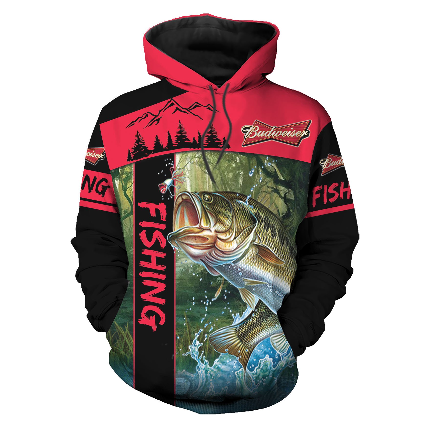 Fishing On The River Stepfather Hoodies 3D Father Day Gifts – Bass Fishing Budweiser Lover Camping Gifts for Dad Grandpa