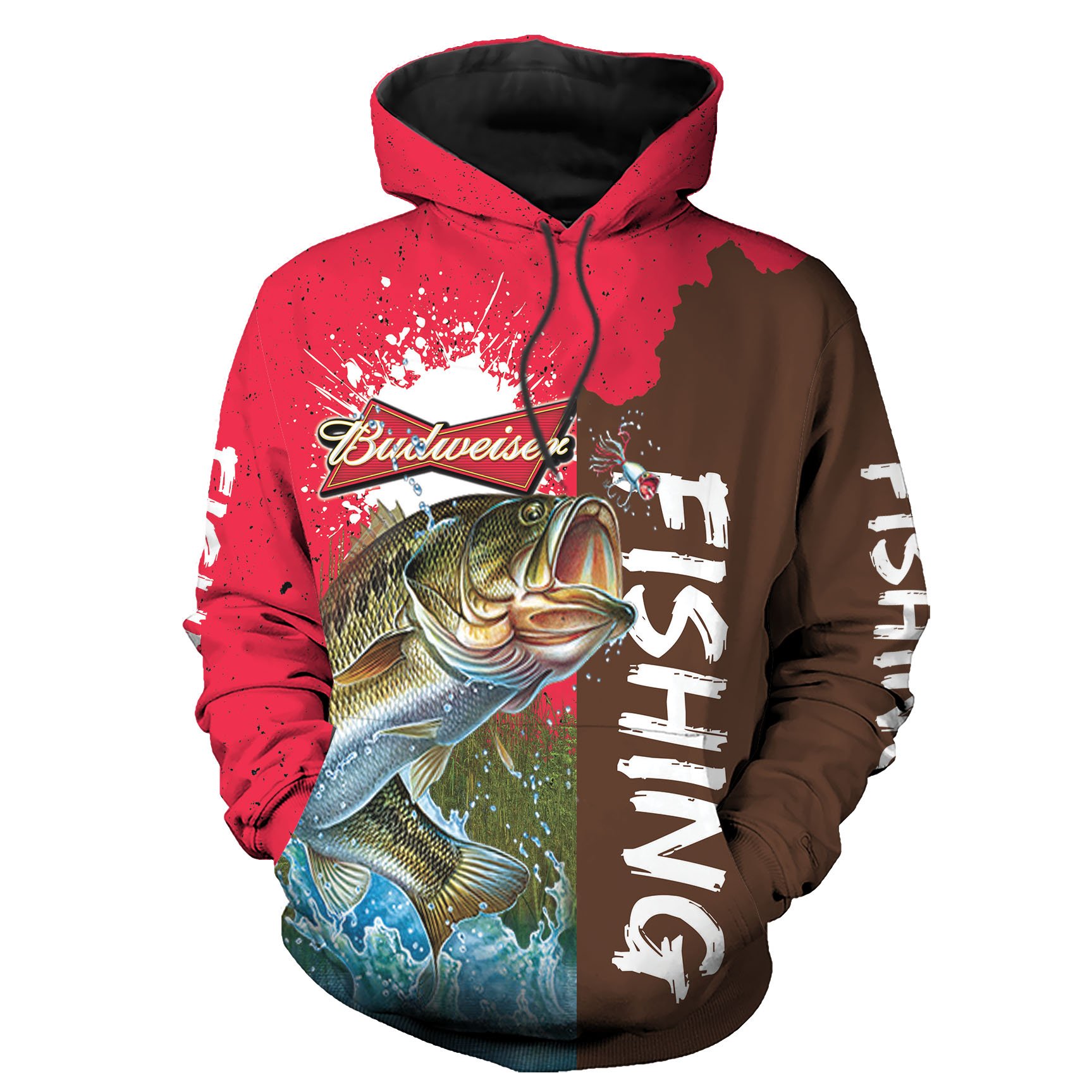 Fishing Budweiser Red Stepfather Hoodies 3D Father Day Gifts – Bass Fishing Lover Camping Gifts for Dad