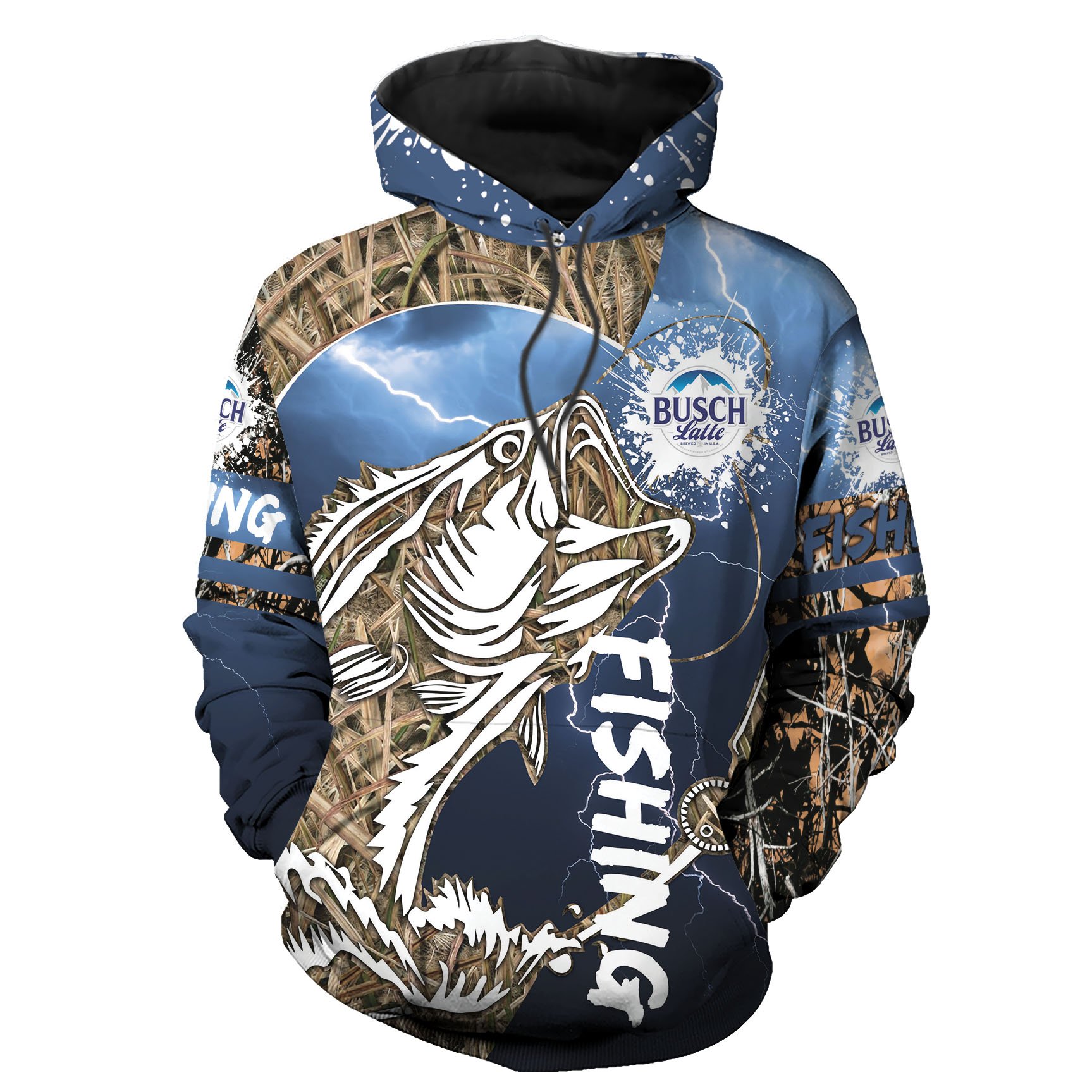 Fish In The Ocean Stepfather Hoodies 3D Father Day Gifts – Bass Fishing Busch Latte Lover Camping Gifts for Dad