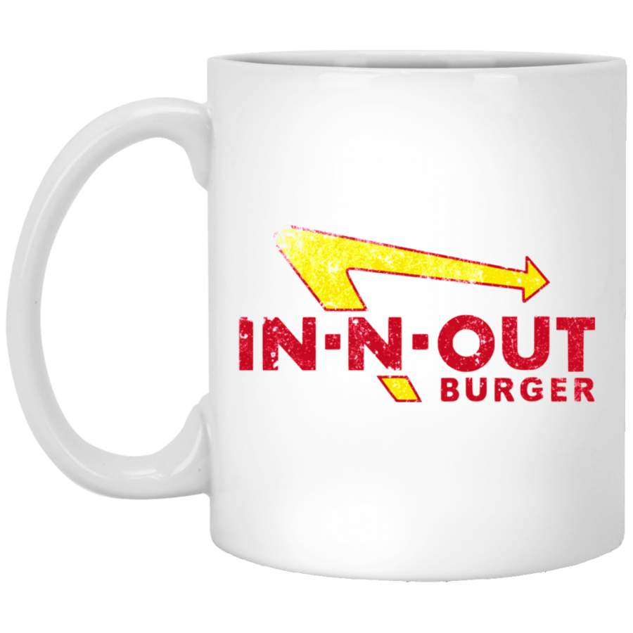 In n Out Burger Distressed Vintage Design Fitted White Mug