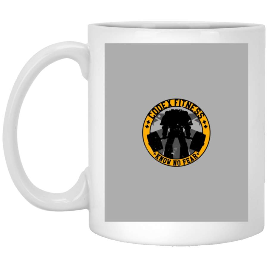 Know No Fear (large badge) Graphic White Mug