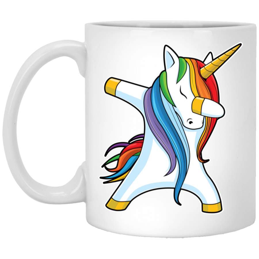 Dabbing Unicorn Cute Funny Unicorns T Gifts for Kids Girls Boys Women Men Shi White Mug