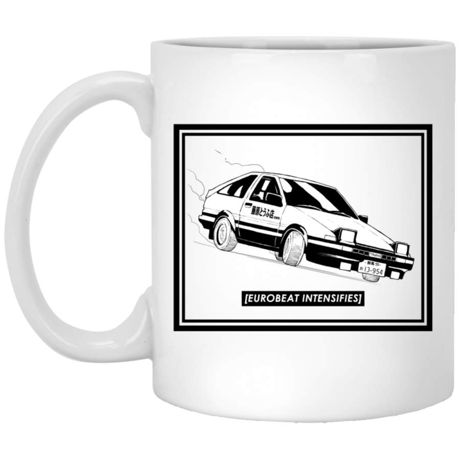 Eurobeat Intensifies AE86 Kansei Dorifto Initial D Car Classic White Mug