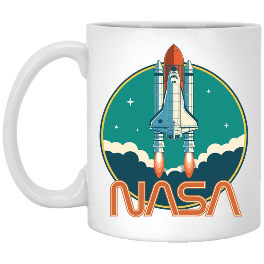 NASA Retro Space Shuttle Logo White Mug