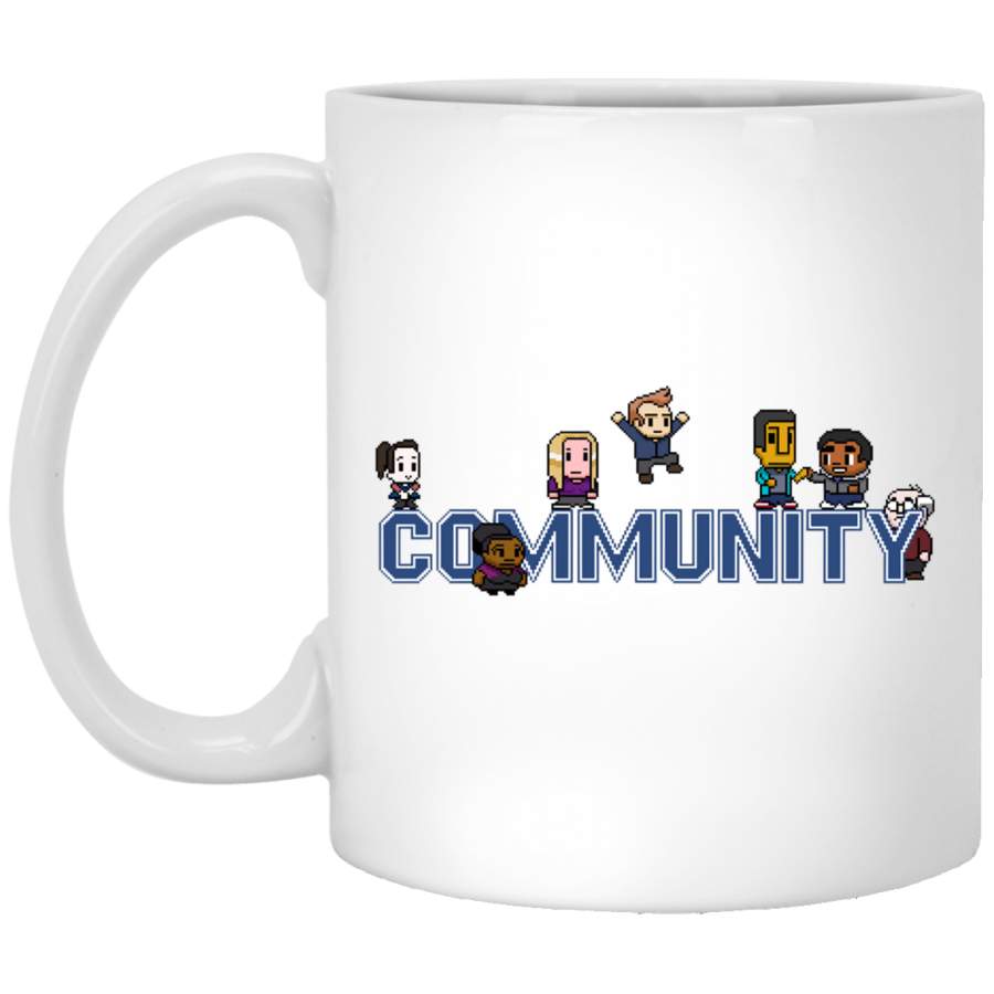 Community Logo with Characters White Mug