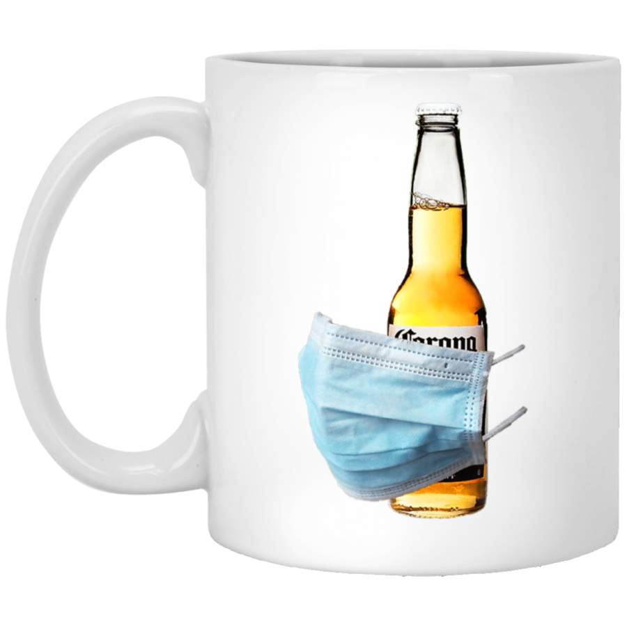 Funny Beer Virus Protection Mask White Mug