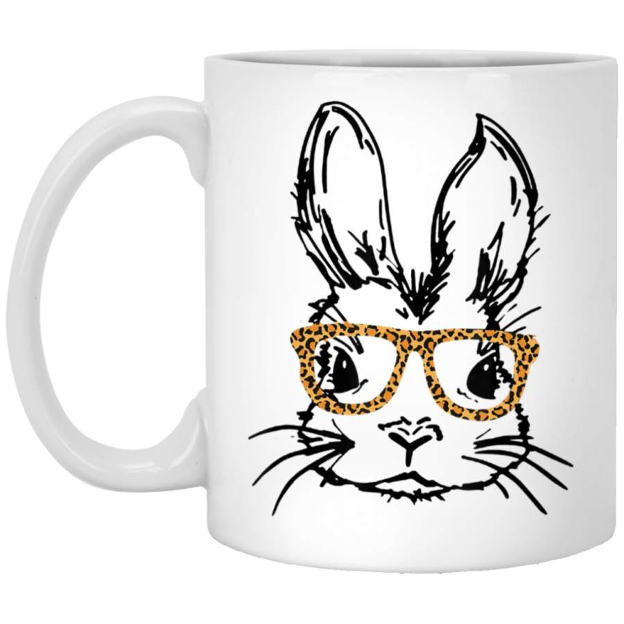 Leopard Bunny Easter Day Glasses Eggs Easter Gift Men Women White Mug