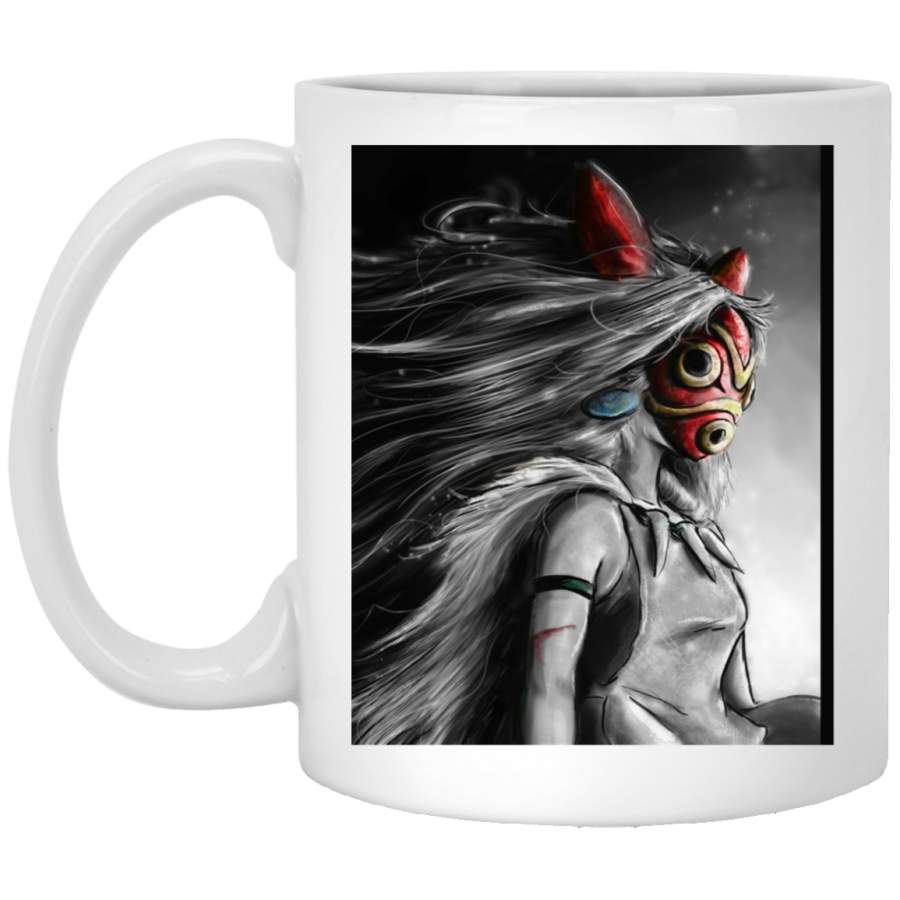 Mononoke Wolf Anime Tra Digital Painting Graphic White Mug