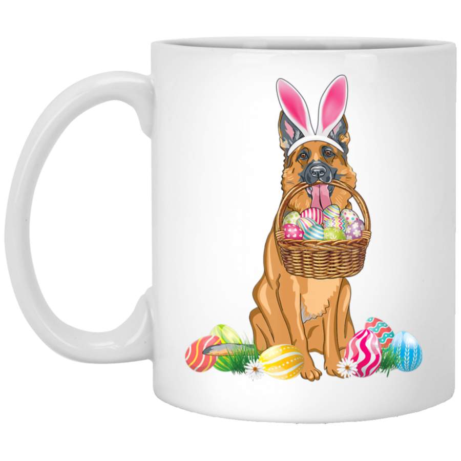 Easter German Shepherd Bunny Eggs Basket Dog Dad Mom Gift White Mug