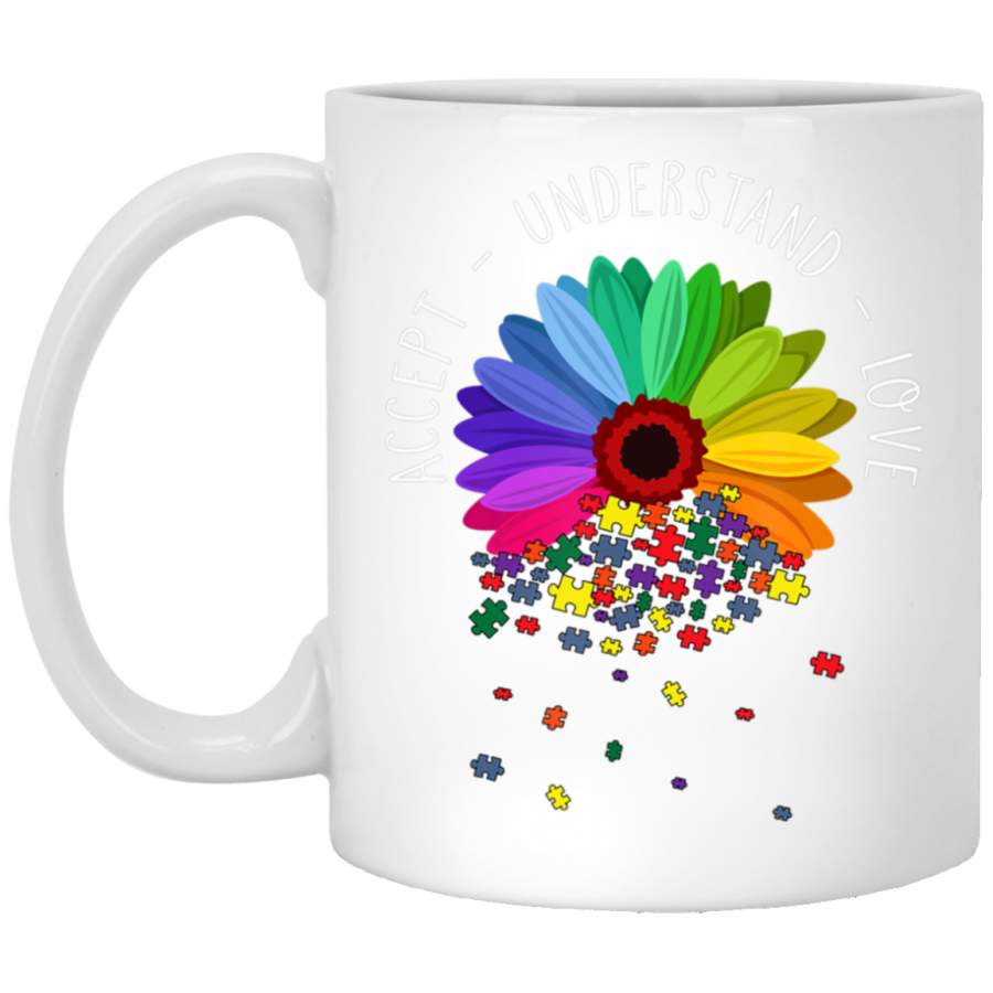 Floral Autism Awareness Daisy Flower For Mom Women White Mug