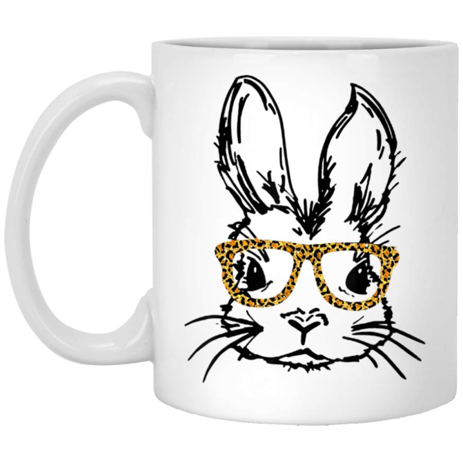 Leopard Bunny Easter Day Glasses Eggs Easter Costumes White Mug