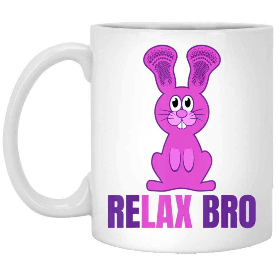 Funny Pink Easter Bunny Lacrosse Stick Bunny Ears Lacrosse White Mug