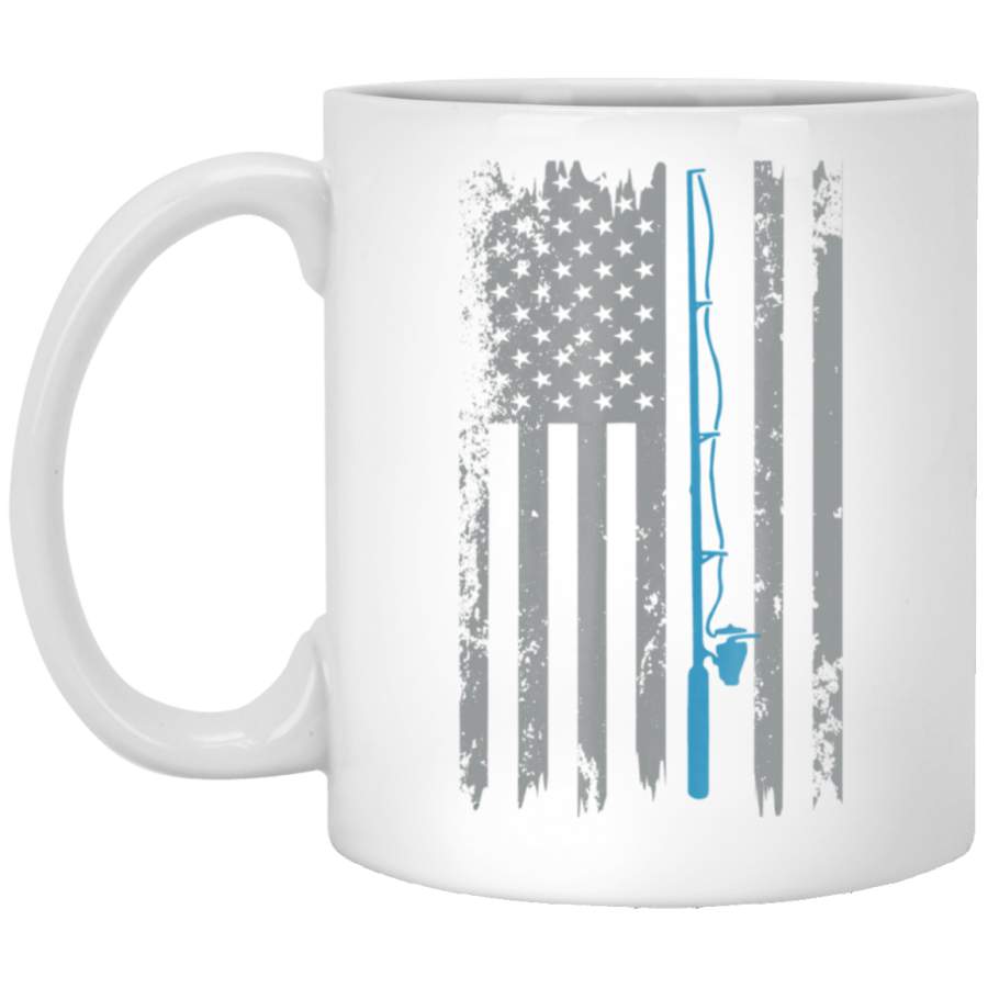 American Flag Fishing Vintage Fishing White Mug