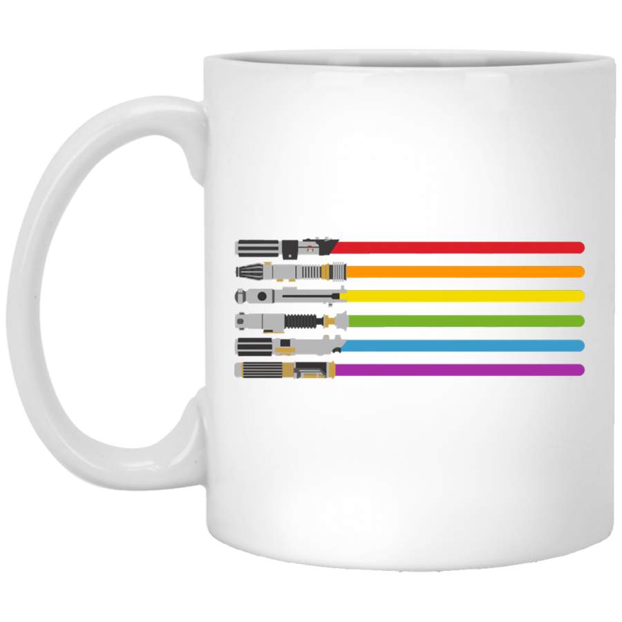 Lightsaber Rainbow White Mug