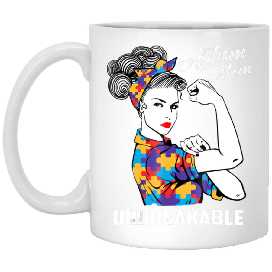 Autism Mom Unbreakable Autism Awareness Gift White Mug