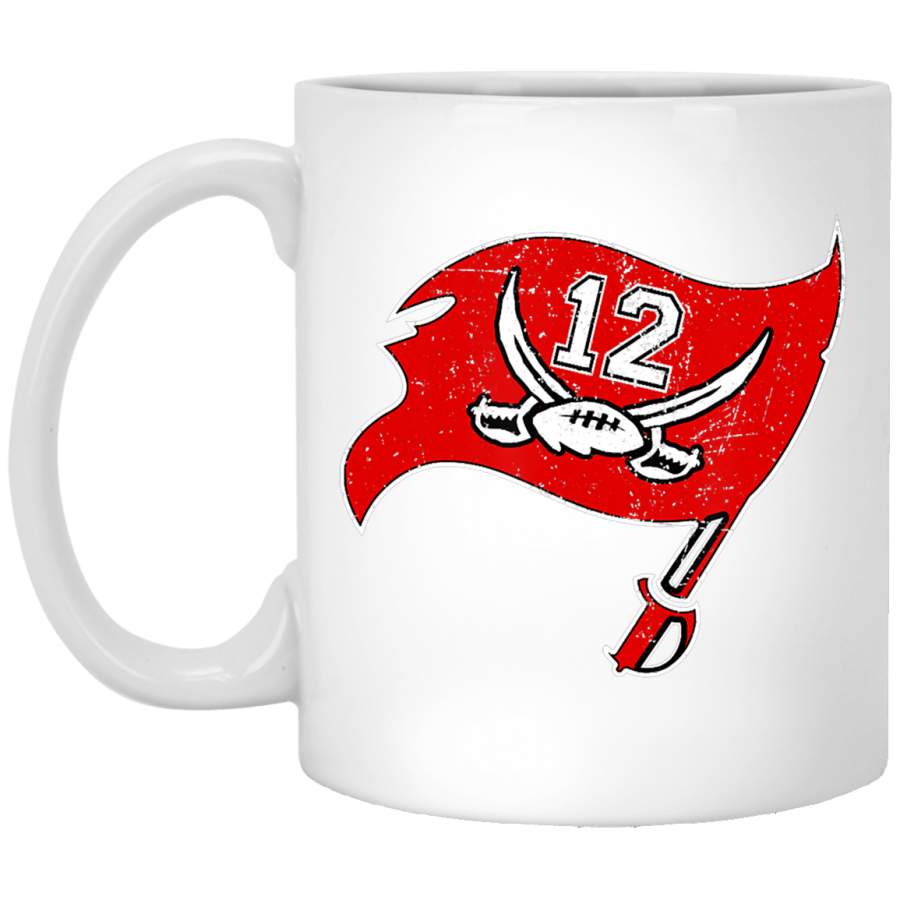 Greatest All Time Distressed Tampa Bay Football QB 12 Fan White Mug