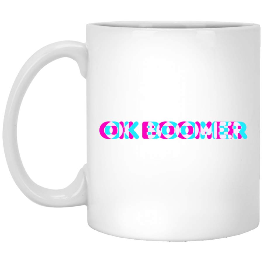 OK Boomer Meme Funny Anaglyph Type Pullover White Mug