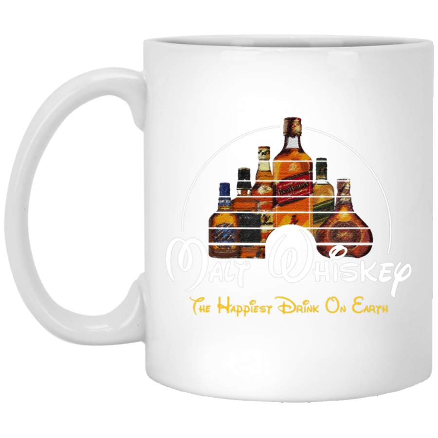 Malt Whiskey , Happiest Drink Funny Pun Parody White Mug